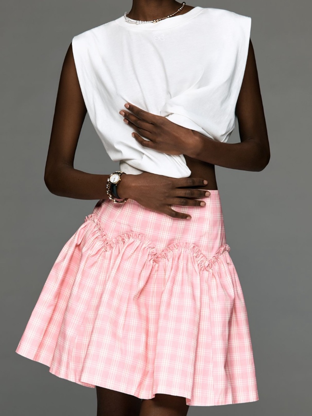 Anthropologie Mare Mare Basque-Waist Plaid Mini Skirt